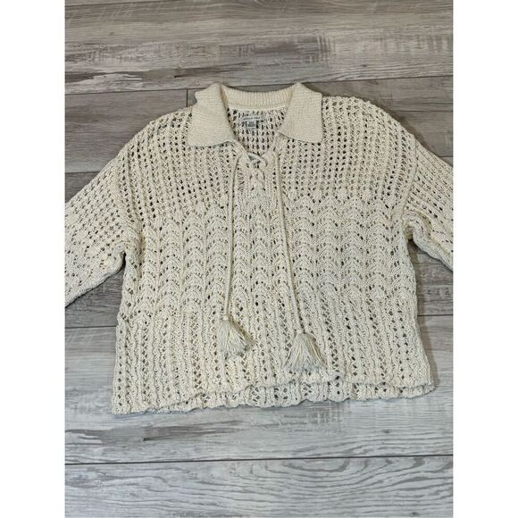 American Eagle cream BoHo sweater size M - Picture 4 of 9